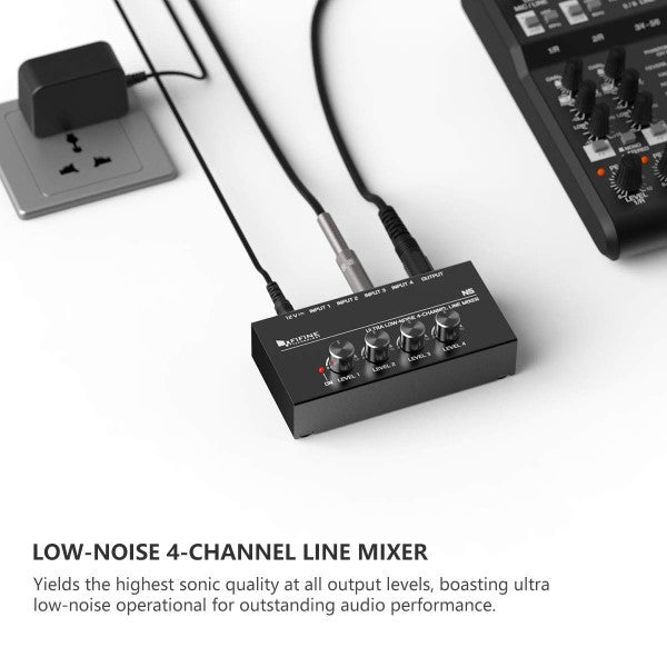 FIFINE N5 - Four-Channel Line Mixer With Individual Volume Controls