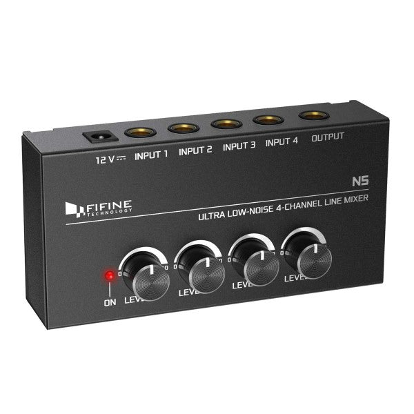 FIFINE N5 - Four-Channel Line Mixer With Individual Volume Controls