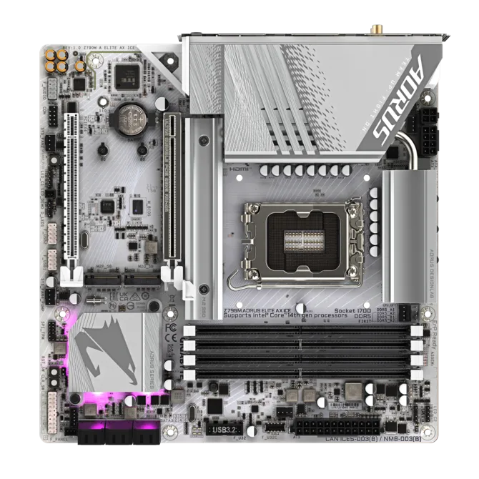 Gigabyte Z790M Aorus Elite AX ICE DDR5 Motherboard Supports Intel 12th, 13th & 14th Gen Processors