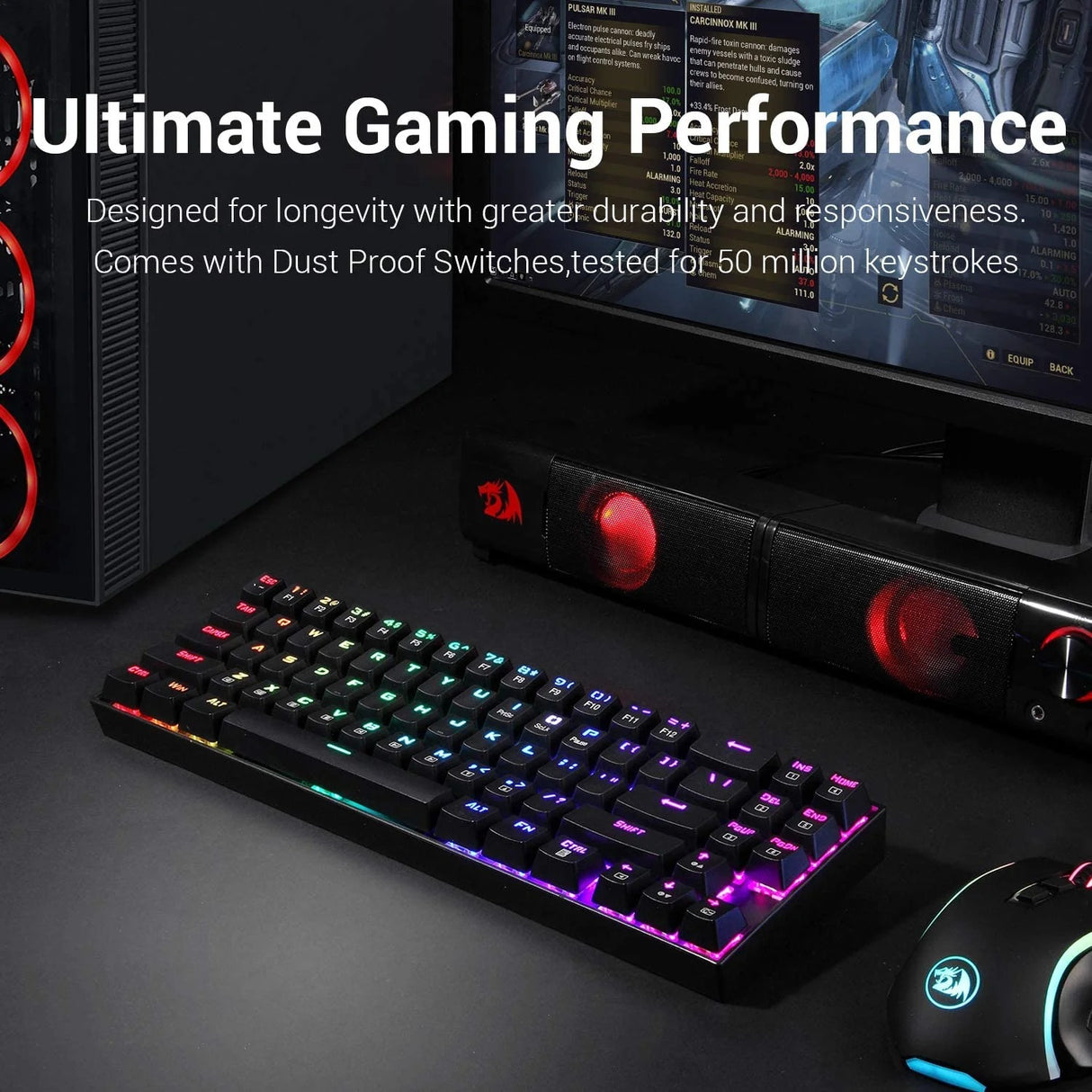 Deimos K599 - TKL 2.4Ghz+wired RGB Mechanical Keyboard (Red Switch)