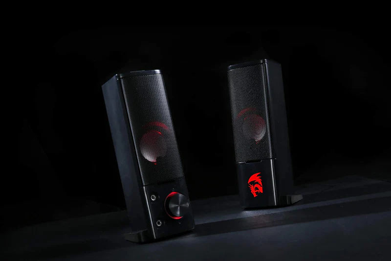 ORPHEUS GS550 - 2.0 Channel Stereo Wired Desktop Computer Sound Bar with Compact Maneuverable Size and Red Backlight