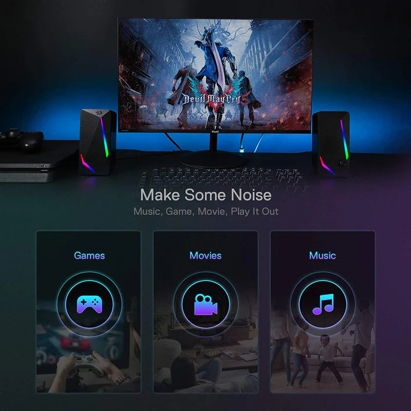 WALTZ GS510- RGB 2.0 Channel Gaming Wired Desktop Speakers