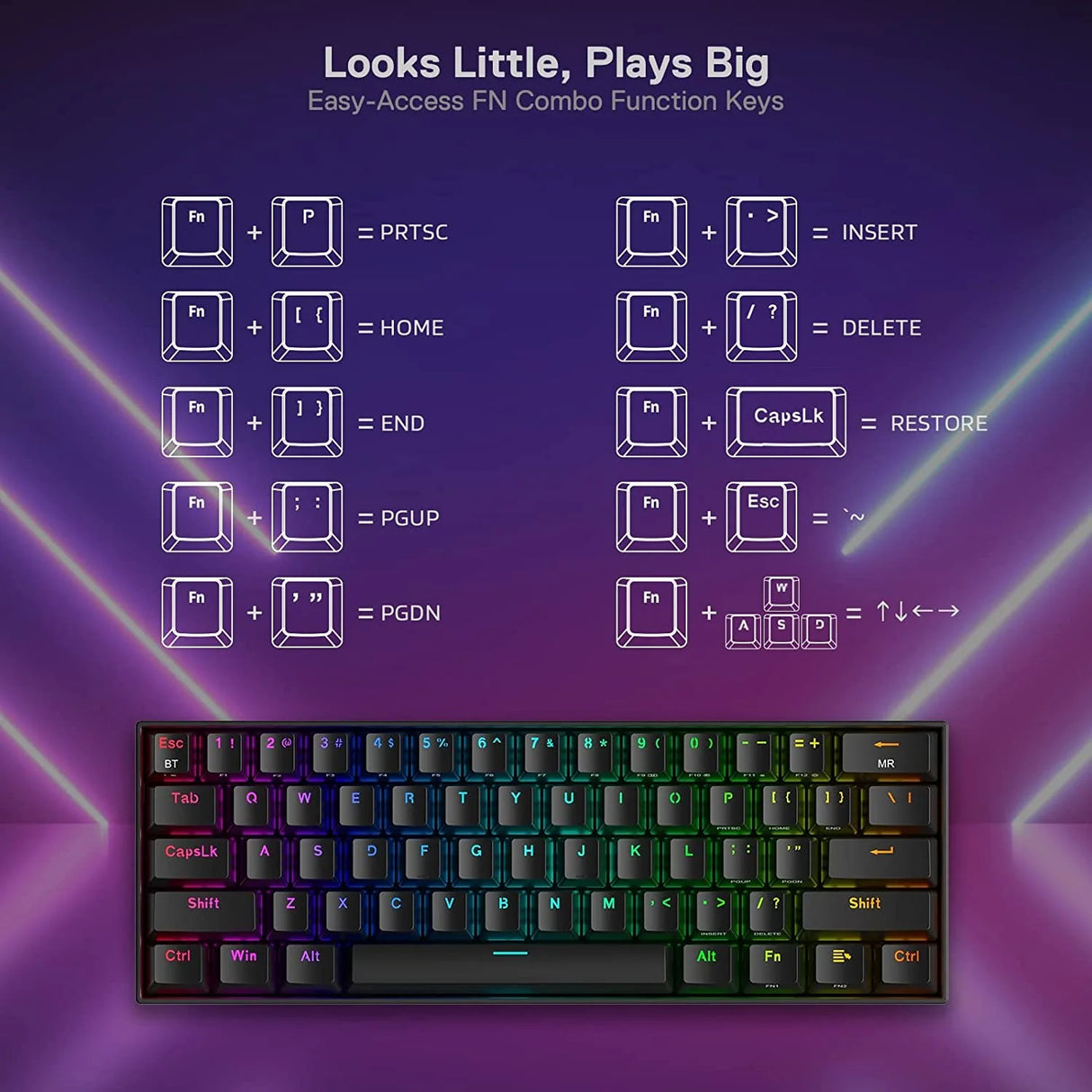 Draconic Pro K530 Pro - 60% Bluetooth+24.Ghz+wired Mechanical Keyboard (Red Switch)