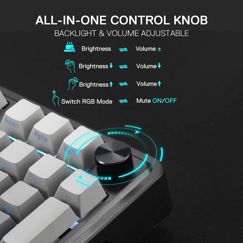 Redragon Eisa Pro K686 Pro - Wired+2.4Ghz+Bluetooth RGB Mechanical Keyboard| Concrete Jungle (Custom Switch)