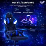 AULA F016 Ergonomic Premium Gaming & Computer Chair | Adjustable Nylon Armrests With Soft Pad | Locking-Tilt Function, Gas Lift Function | Black+Blue (F016BU)