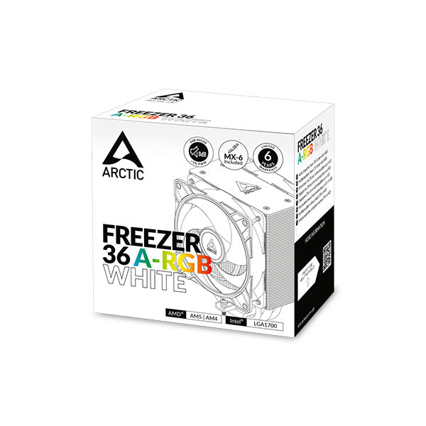 ARCTIC Freezer 36 ARGB 120mm Single Tower CPU Air Cooler (White)