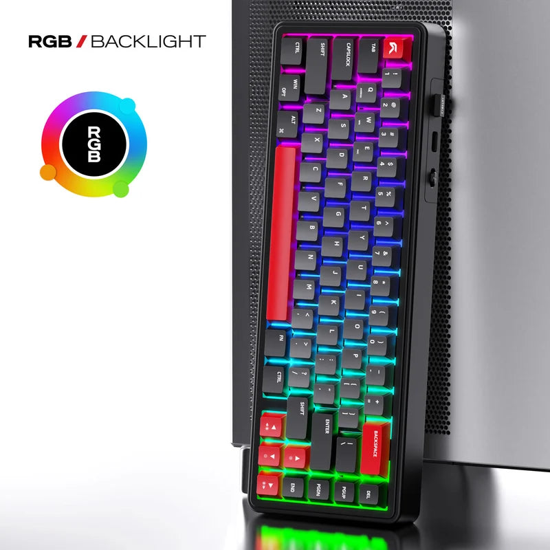 Cybeart Akula 65 - Compact 65% Wireless RGB Mechanical Keyboard (Signature Edition - Black/Red/Gray)