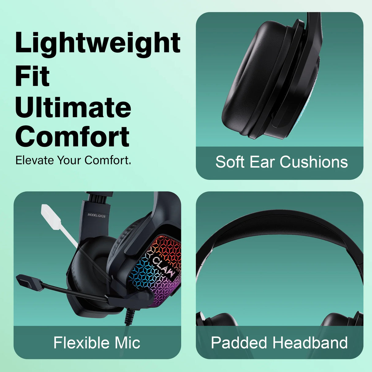 CLAW GH28 - RGB Gaming Headset with Microphone