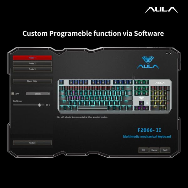 AULA F2066-II USB Full Size Wired Mechanical Gaming Keyboard