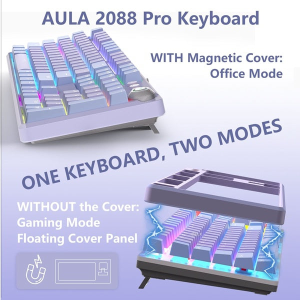 AULA F2088Pro Full Size USB Wired Mechanical Gaming Keyboard with Media Knob