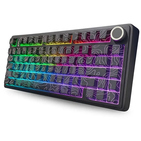AULA F75 75% Wireless Trio Mode Mechanical Gaming Keyboard With Knob | Black Contour, Star-Vector (Seiya) Switch (F75BCS)