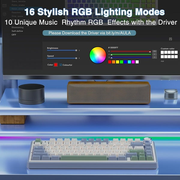 AULA F75 75% Wireless Trio Mode Mechanical Gaming Keyboard With Knob