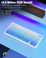 AULA F75 75% Wireless Trio Mode Mechanical Gaming Keyboard With Knob | Side-Engraved Blue, Star-Vector (Seiya) Switch (F75US)