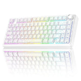AULA F75 75% Wireless Trio Mode Mechanical Gaming Keyboard With Knob | White Contour, Star-Vector (Seiya) Switch (F75WCS)