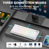 AULA F75 75% Wireless Trio Mode Mechanical Gaming Keyboard With Knob | White Contour, Star-Vector (Seiya) Switch (F75WCS)