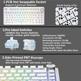 AULA F75 75% Wireless Trio Mode Mechanical Gaming Keyboard With Knob | White Contour, Star-Vector (Seiya) Switch (F75WCS)