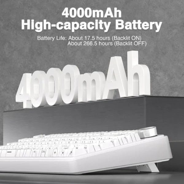 AULA F75 75% Wireless Trio Mode Mechanical Gaming Keyboard With Knob | White Contour, Star-Vector (Seiya) Switch (F75WCS)