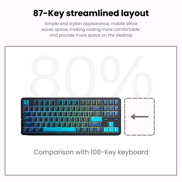 AULA F87 Wireless Tri Mode (2.4GHz/Type-C/BT) RGB Mechanical Gaming Keyboard