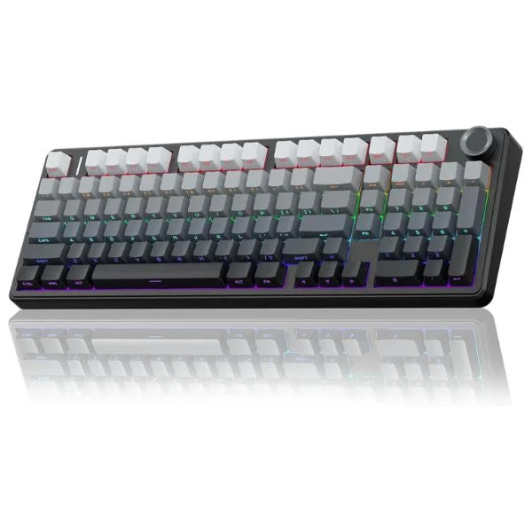 AULA F99 Pro 96% Side-Engraved Keycaps Tri-Mode Wireless Full Size Mechanical Gaming Keyboard With Knob | Gradient Gray, Nimbus Switch (F99ProGrN)