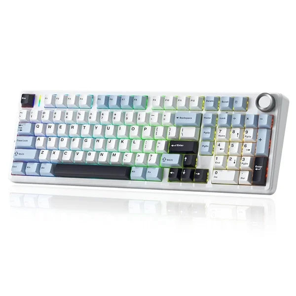 AULA F99 Pro 96% Tri-Mode Wireless Full Size Mechanical Gaming Keyboard With Knob | Ice Blue, Star Vector (Seiya) Switch (F99ProIUS)