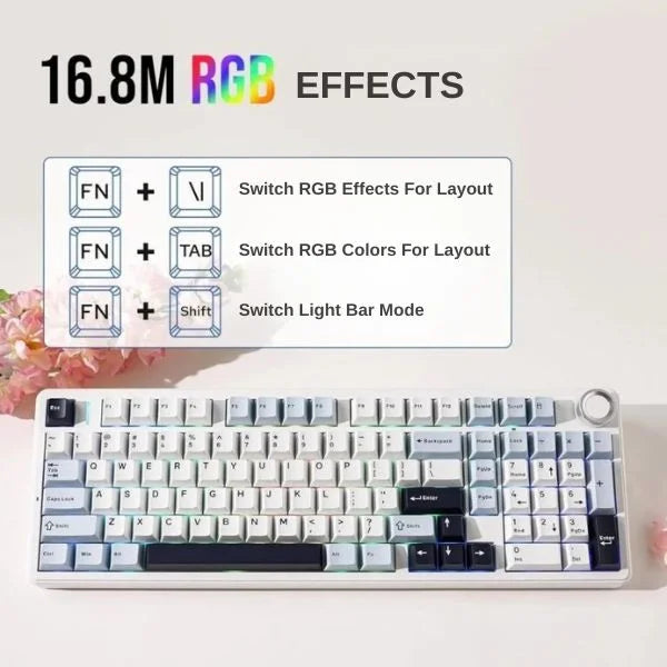 AULA F99 Pro 96% Tri-Mode Wireless Full Size Mechanical Gaming Keyboard With Knob | Ice Blue, Star Vector (Seiya) Switch (F99ProIUS)