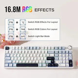AULA F99 Pro 96% Tri-Mode Wireless Full Size Mechanical Gaming Keyboard With Knob | Ice Blue, Star Vector (Seiya) Switch (F99ProIUS)