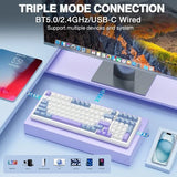 AULA F99 Tri-Mode (2.4G/Wired/BT) Hot Swappable RGB Wireless Full Size Mechanical Gaming Keyboard | Blue White, Graywood Switch (F99UWW)