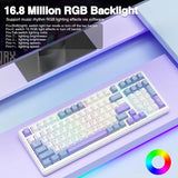 AULA F99 Tri-Mode (2.4G/Wired/BT) Hot Swappable RGB Wireless Full Size Mechanical Gaming Keyboard | Blue White, Graywood Switch (F99UWW)