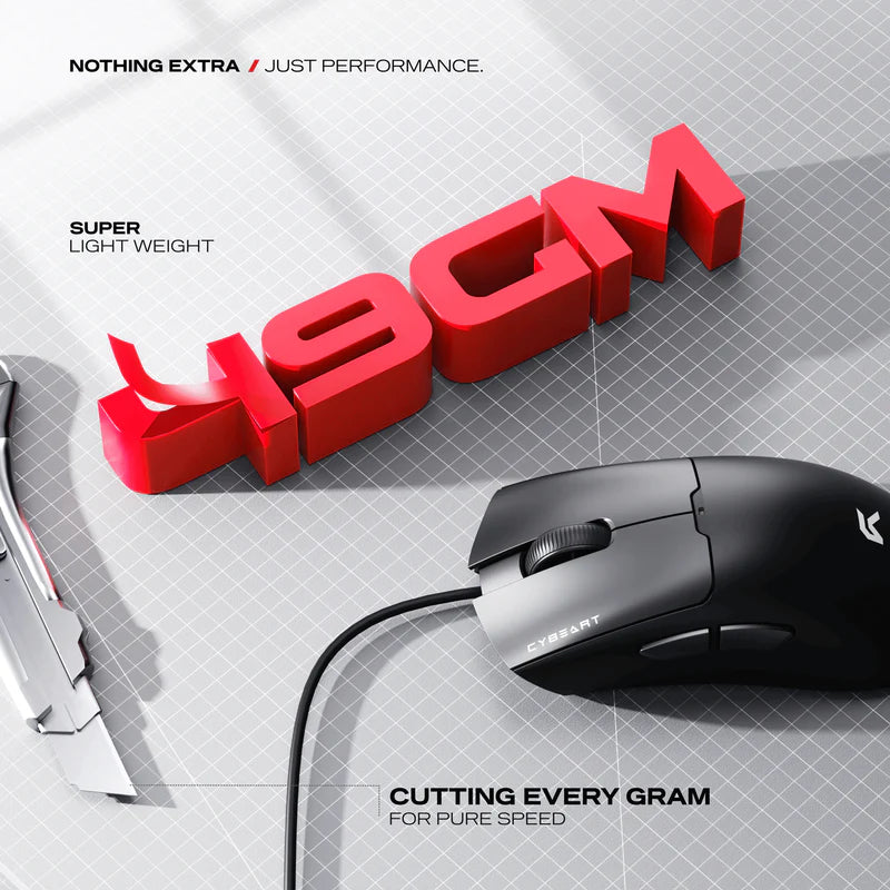 Cybeart Ghost - 49g Ultra-light Wired Gaming Mouse - Black