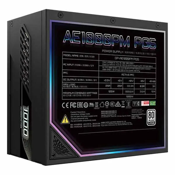Gigabyte AORUS ELITE 1000W 80 PLUS Platinum Modular ATX Power Supply (Black)