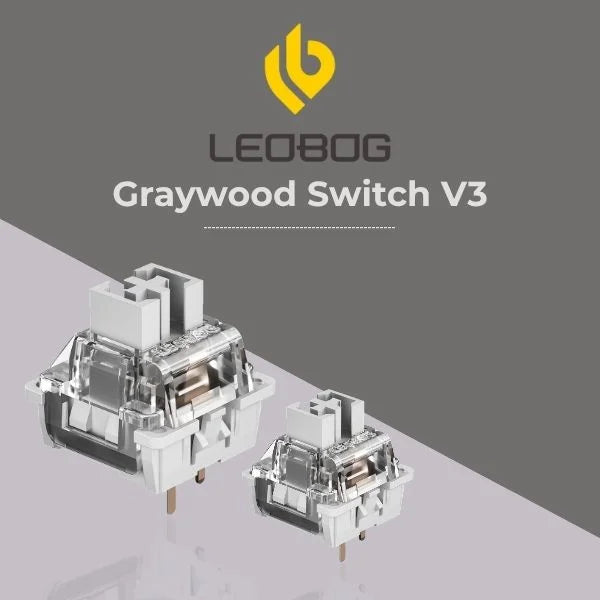 AULA LEOBOG Graywood Switch V3 – Ultra-Smooth, Silent, Pre-Lubed, Hot-Swappable, Ideal for Custom Keyboards – 100pcs (GrWS100)