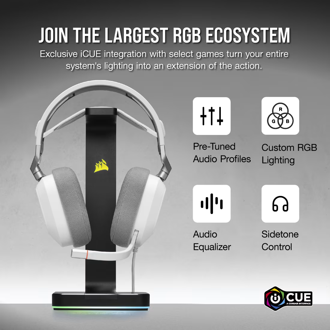 Corsair HS80 RGB USB Wired Gaming Headset White
