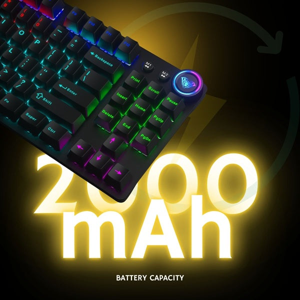 AULA M75 Tri-Mode (2.4G/Bluetooth/Wired) TKL Mechanical Gaming Keyboard With Knob