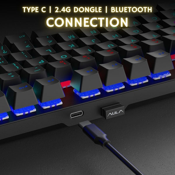 AULA M75 Tri-Mode (2.4G/Bluetooth/Wired) TKL Mechanical Gaming Keyboard With Knob