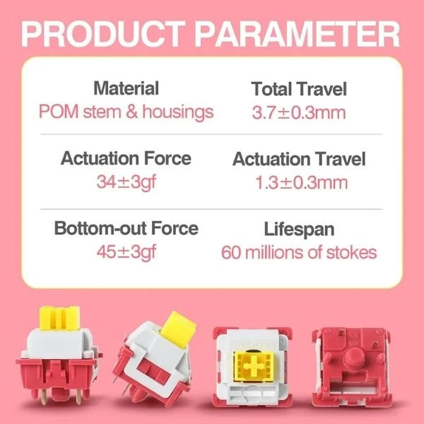 LEOBOG Nimbus Linear Mechanical Switch – Ultra-Smooth, Silent, Pre-Lubed, Hot-Swappable, Ideal for Custom Keyboards | 35pcs (NS35)