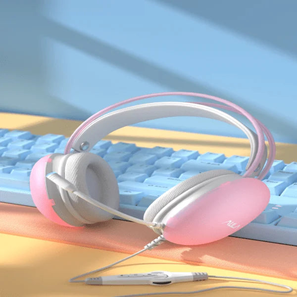 Aula S505 RGB Wired Gaming Headset With Adjustable Mic (Pink)