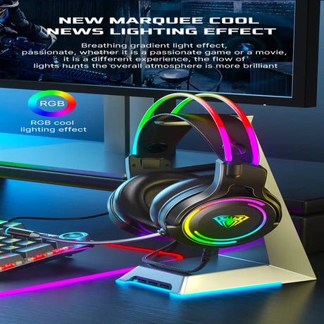 AULA S506 RGB Wired Gaming Headset With Adjustable Mic (Black)