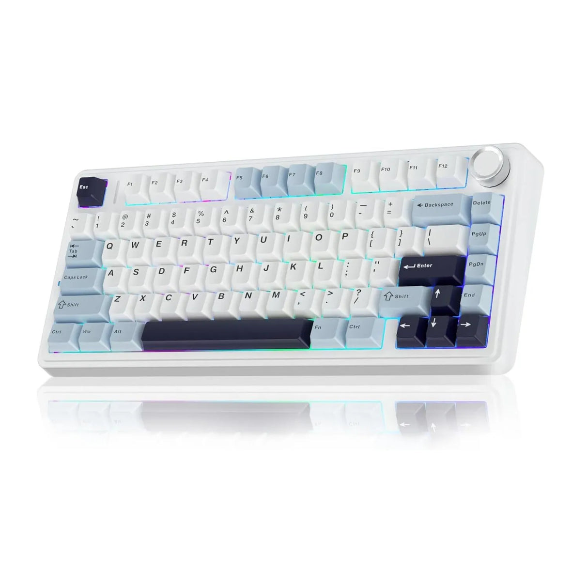 AULA F75 Wireless Trio Mode Mechanical Gaming Keyboard With Knob Ice Blue | Ice Vein Switch (F75IUV)