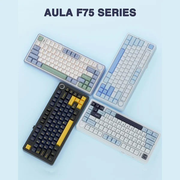AULA F75 Wireless Trio Mode Mechanical Gaming Keyboard With Knob Ice Blue | Reaper Switch (F75IUR)