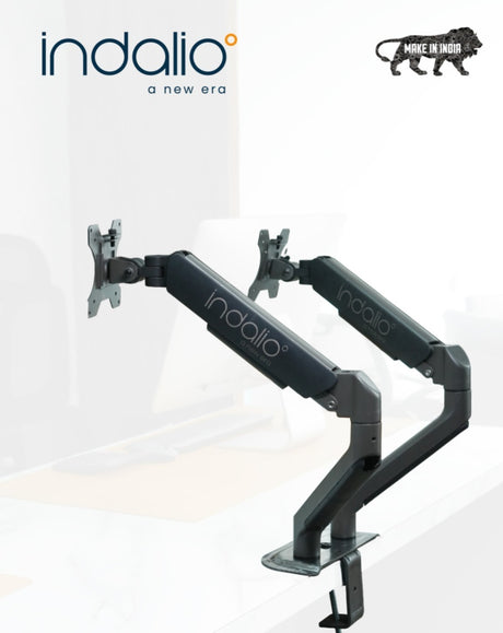 Indalio Gas Spring Dual Monitor Arm Desk Mount for 13-32 Inch Monitors
