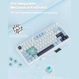 AULA F75 Wireless Trio Mode Mechanical Gaming Keyboard With Knob Ice Blue | Ice Vein Switch (F75IUV)