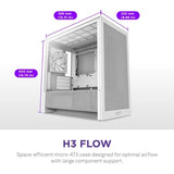 NZXT H3 Flow White M-ATX Mini Tower Case 2025 Edition
