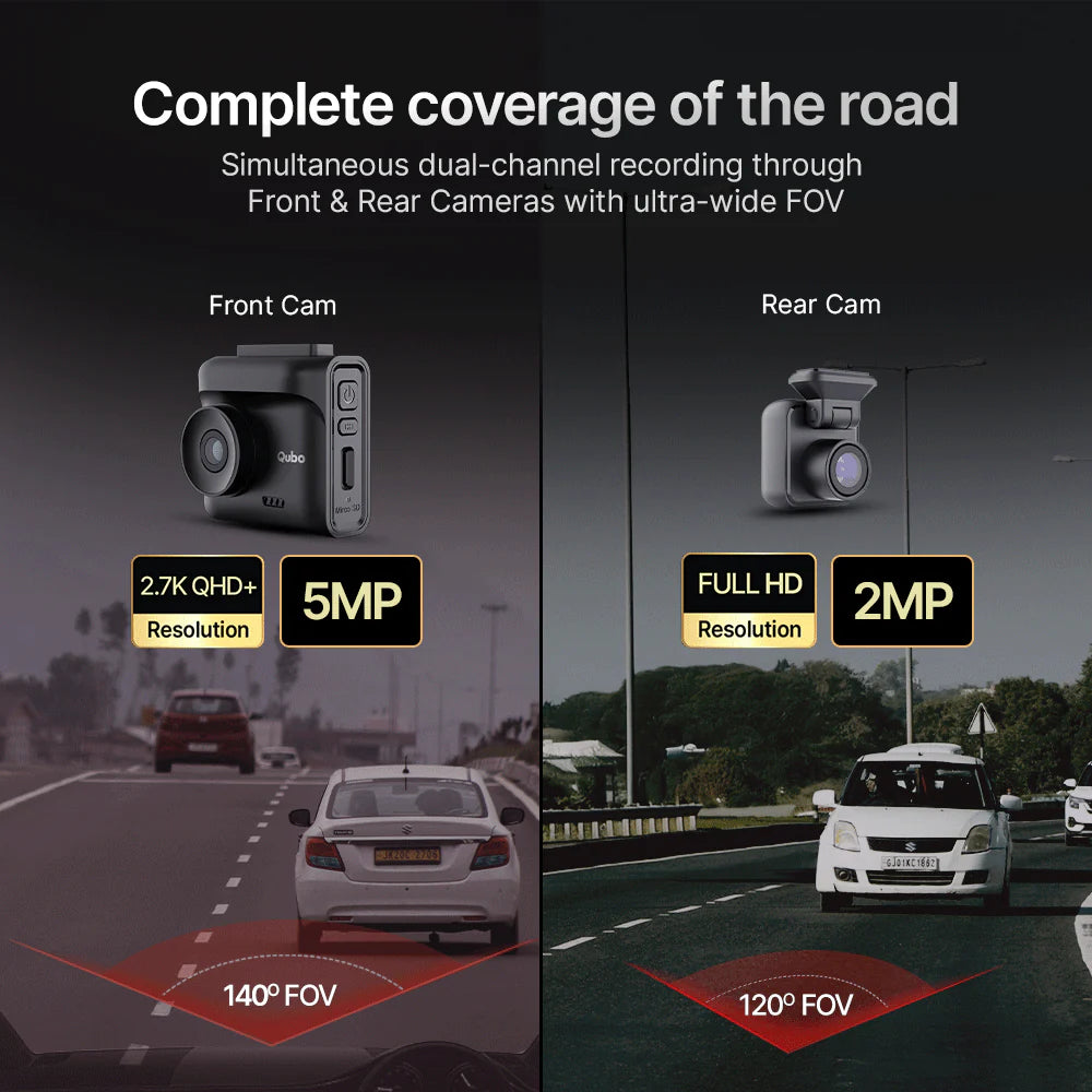 Qubo Smart Dashcam Pro 2.7K & Rear Cam