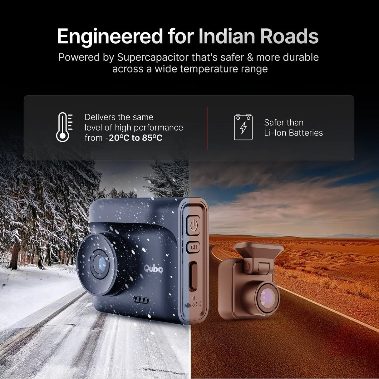 Qubo Smart Dashcam Pro 2.7K & Rear Cam