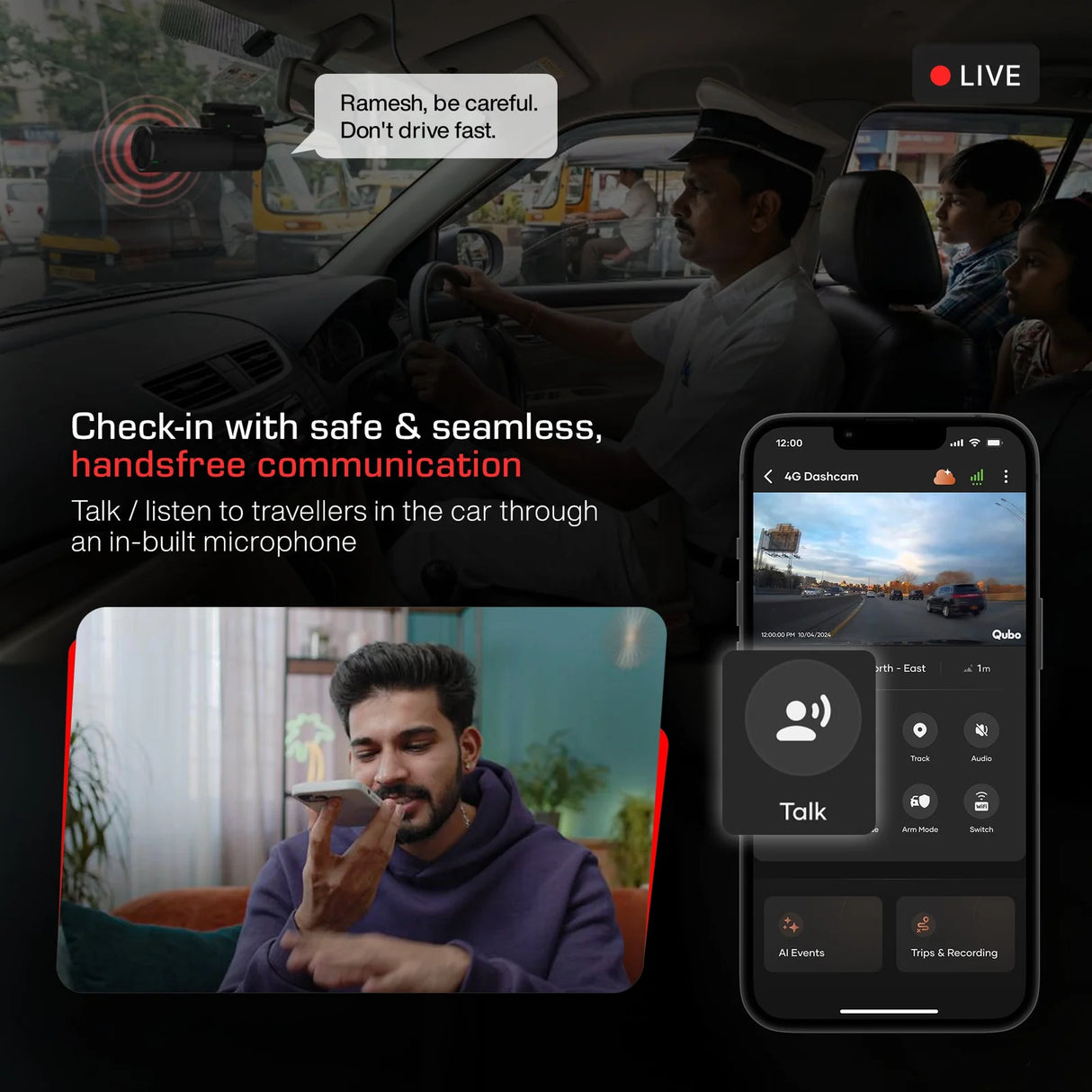 Qubo Smart Dashcam Pro 2.7K & Rear Cam