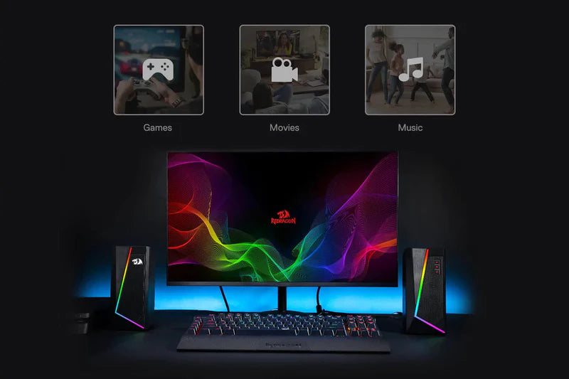 ANVIL GS520 - RGB 2.0 Channel Gaming Wired Desktop Speakers (Black)