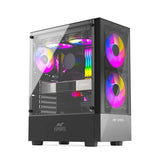 Ant Esports ICE-100 Auto RGB (ATX) Mid Tower Cabinet With 3 Pre-Installed Fan (Black)